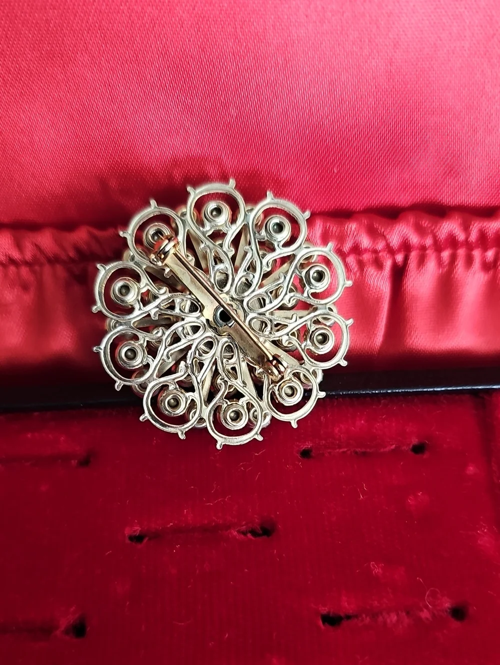 Gold-Tone Aurora Borealis Crystal Floral Brooch - Pink Accent